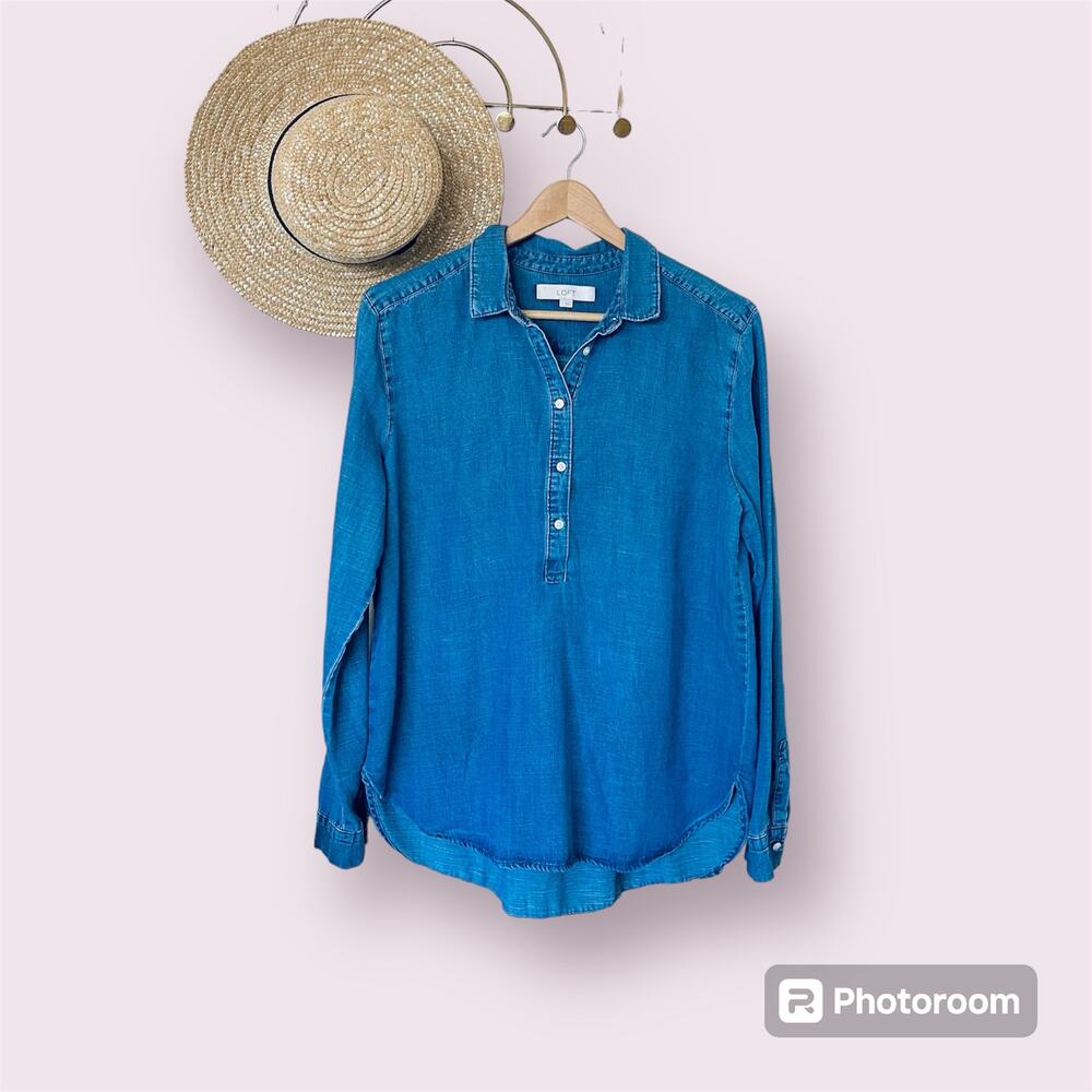 LOFT Blue Denim Blouse